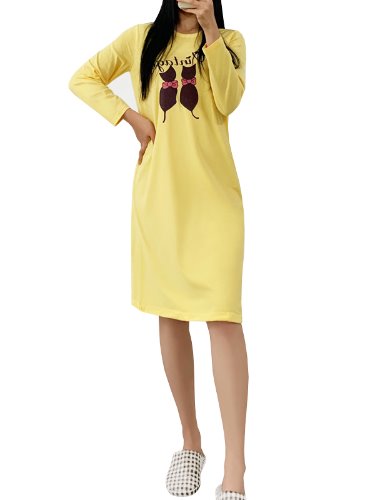 리본캣 순면 여성 이지웨어 원피스잠옷 국내생산 (4color)