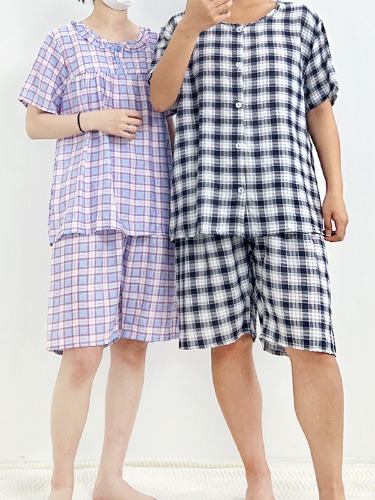 엠보 인견 스윗 체크 여름잠옷 커플 홈웨어