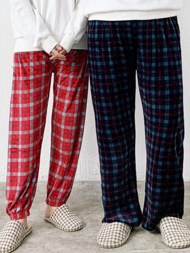 모나코 체크 커플 밍크 수면바지 밸리밍크 따뜻한 잠옷